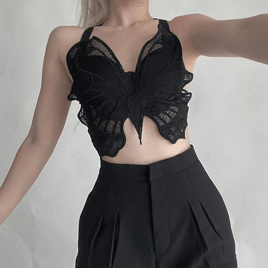 Sexy Butterfly Lace Bras For Women Backless All-in-one Bralette Women's Hollow Embroidered Butterfly Top Hollow Bra