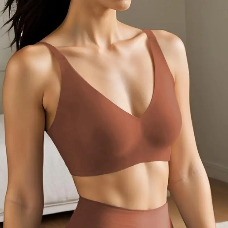 BEAUWEAR Plain Seamless Underwear Female Wireless Push Up Bra with Removable Pad Soft Comfort Lingerie for Sleep Sport S M L XL