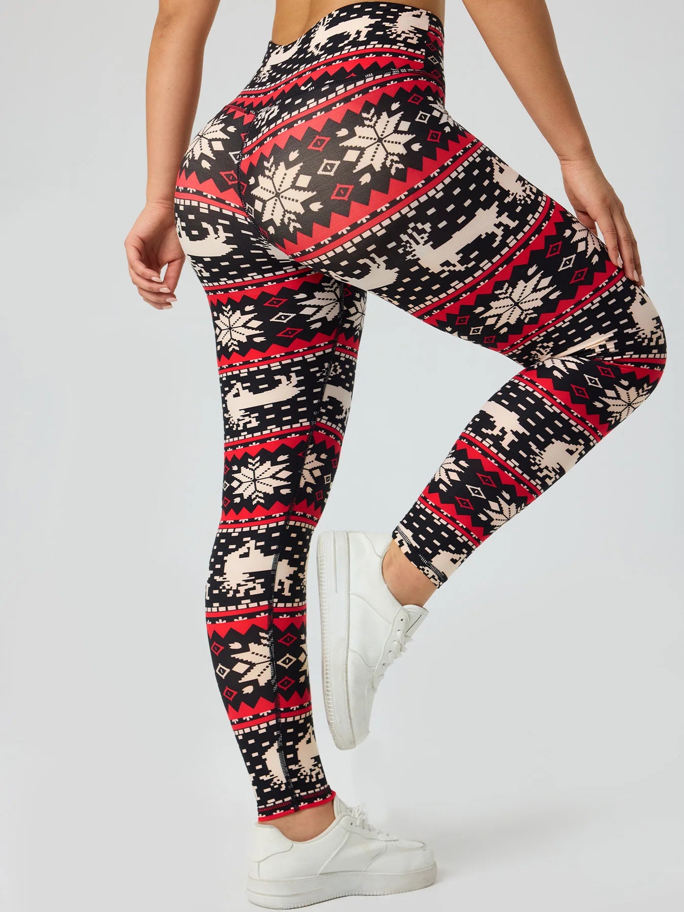 Christmas Print Women Leggings Hip Lifting Tummy Tuck Outdoor Leggings Slim Elastic Bottoms Festive Style Tights