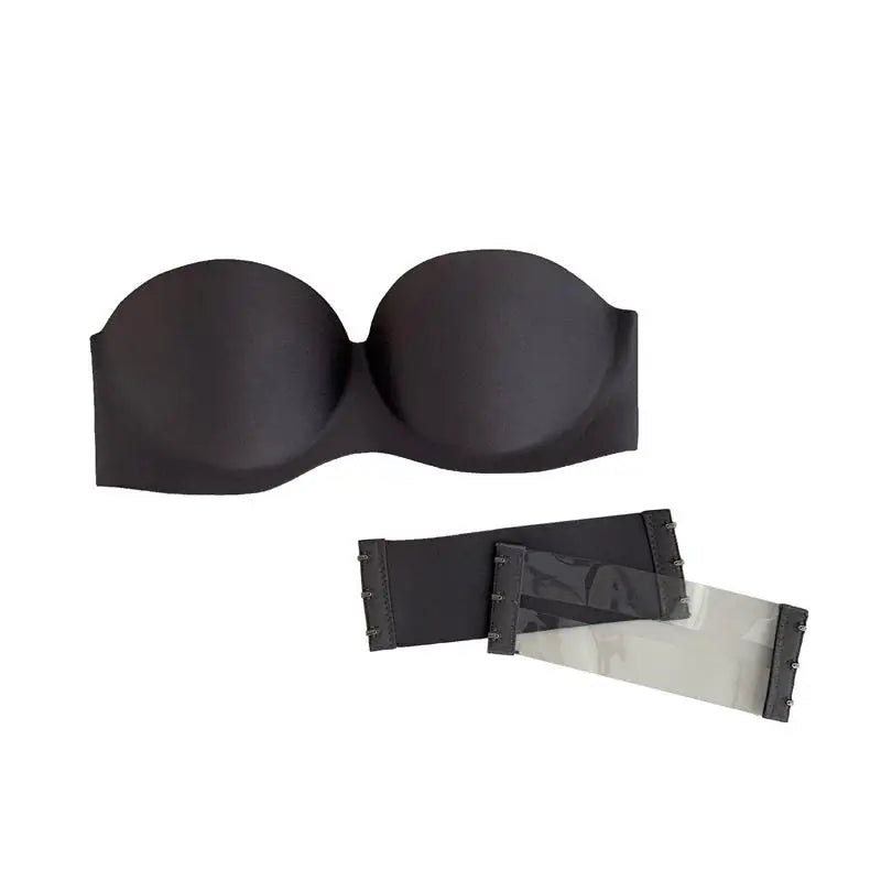 Women Sexy Strapless Anti-Slip Bra Solid Color Invisible Push-Up Comfortable Bra Adjustable Elastic Strapless Bra Underwear