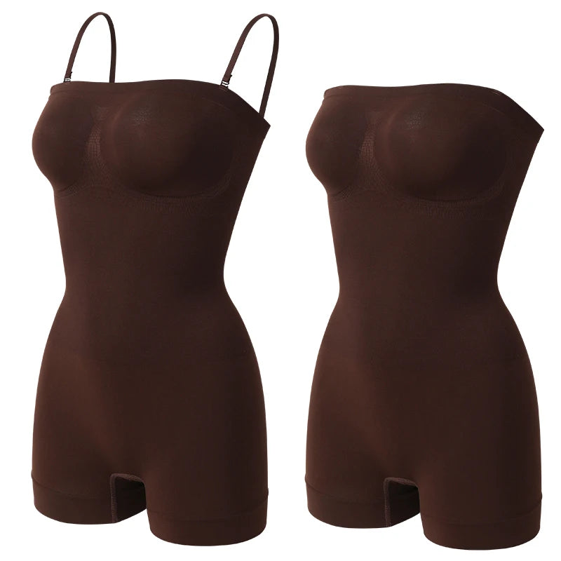 Womens Removable Shoulder Strap Shapewear Bodysuits Tummy Control Butt Lifter Underwear Full Body Shaper Tube Top Jumpsuits New