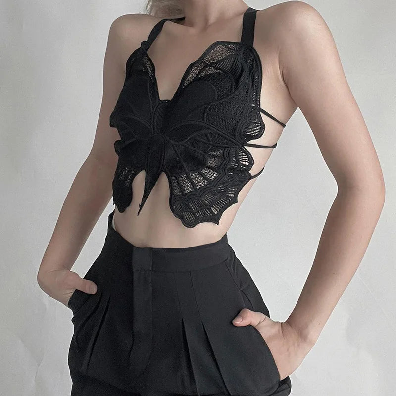 Sexy Butterfly Lace Bras For Women Backless All-in-one Bralette Women's Hollow Embroidered Butterfly Top Hollow Bra