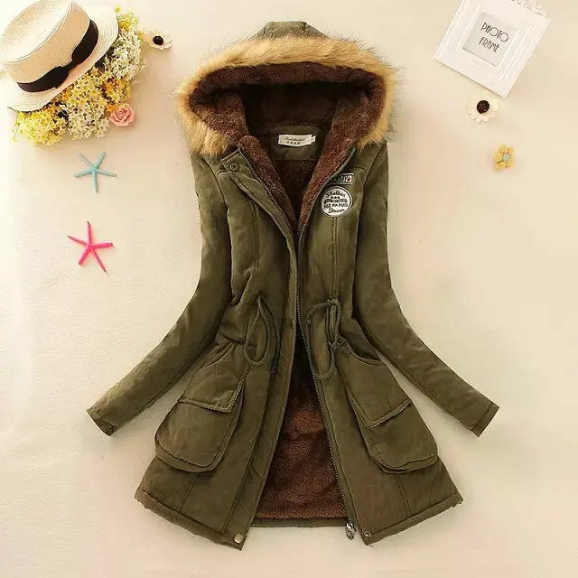 Autumn Winter Fleece Zipper Jackets Fashion Women Lined Hood Down Warm Padded Parkas Casual Office Lady Commute Puffer Coats