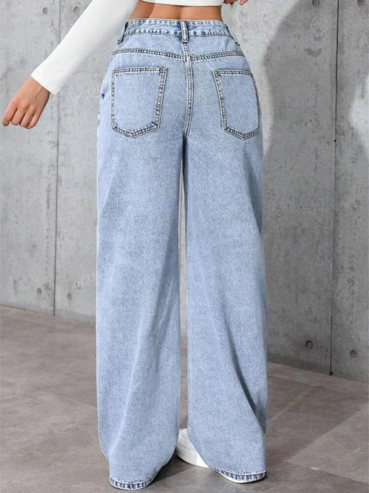 New in Fashion Women's Wear Loose Denim Wide Leg Pants Slimming High Waist All-match Jeans for Women High Waisted Jeans Clothing