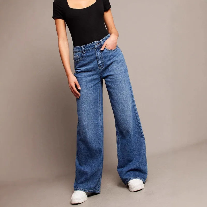 Fashion Vintage Wide Leg Jeans Women High Waist Loose Casual Denim Pants