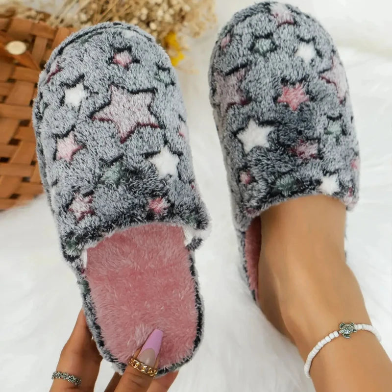 Women Men Home Slippers Autumn Winter Warm Furry Plush Shoes Indoor Bedroom Light EVA Couple Cotton Slipper Solid Soft Flip Flop