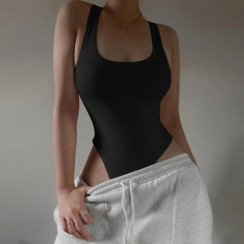 Wzijing Sleeveless Knit Bodysuit Hot Summer Sexy Bodycon Off Shoulder Halter Tops Casual Street Bodice For Women ClubWear