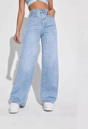 2025 new women's wear European and American loose Denim wide leg pants slimming high waist all-match jeans for women