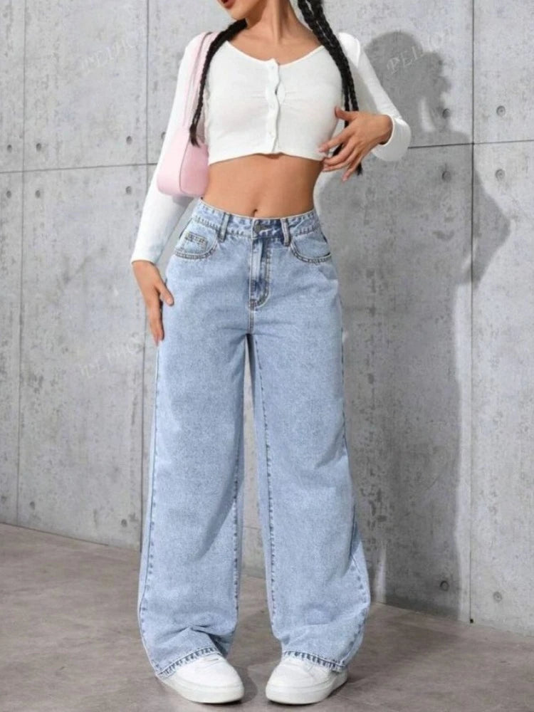 New in Fashion Women's Wear Loose Denim Wide Leg Pants Slimming High Waist All-match Jeans for Women High Waisted Jeans Clothing
