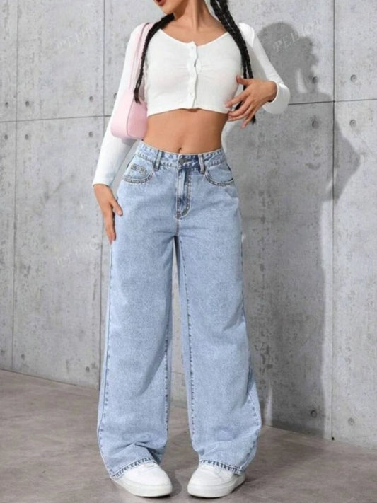 New in Fashion Women's Wear Loose Denim Wide Leg Pants Slimming High Waist All-match Jeans for Women High Waisted Jeans Clothing