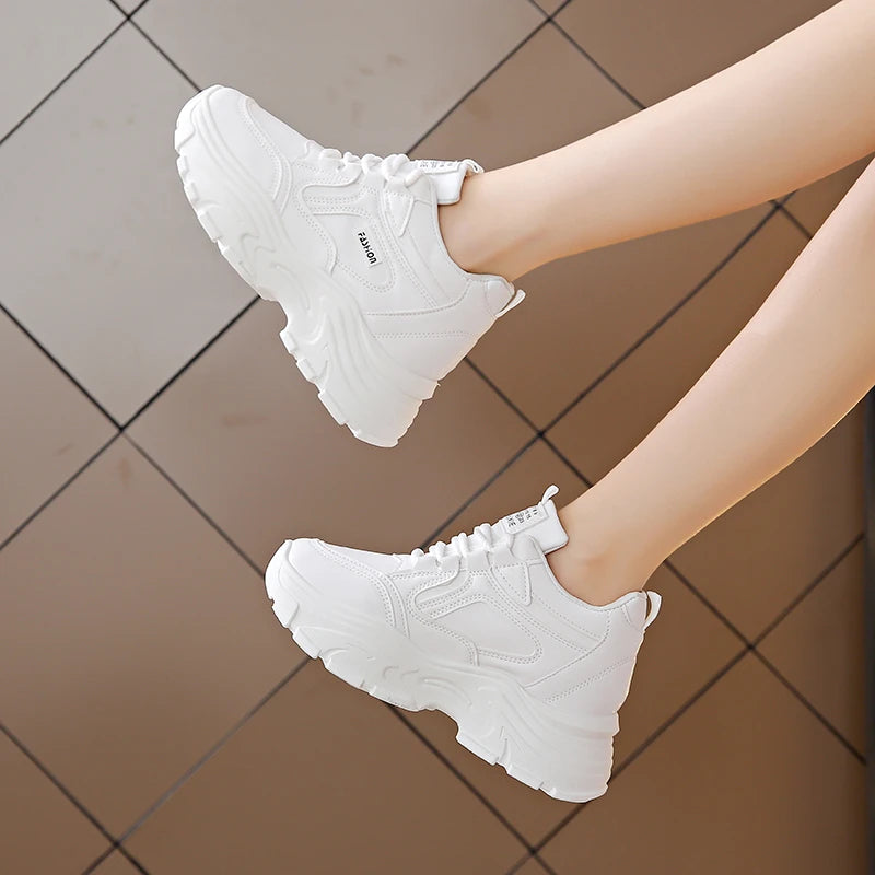 BCEBYL Spring and Autumn Casual Fashion Round Toe Increased Solid Color Non-slip Wear-resistant Simple Women's Shoes