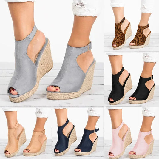 Heeled Sandals for Women Summer 2025 Espadrilles Women Sandals Comfort Buckle Strap Platform Shoes for Women New Sandalias Heels