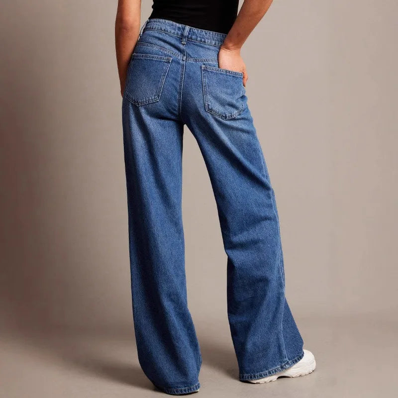 Fashion Vintage Wide Leg Jeans Women High Waist Loose Casual Denim Pants