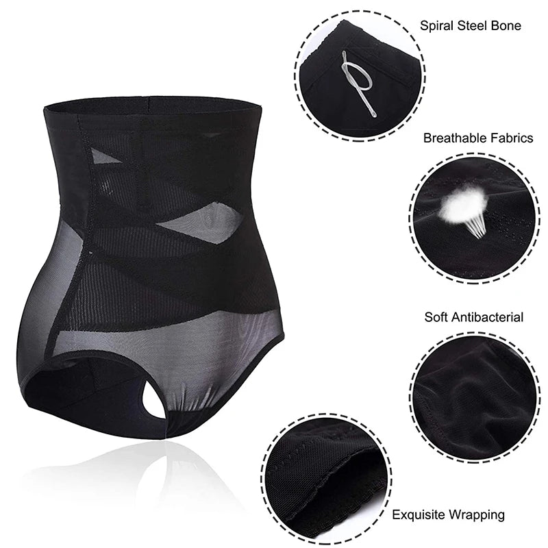 Women Butt Lifter Shapewear High Waist Double Tummy Control Panties Waist Trainer Body Shaper Slimming Seamless Underwear Briefs
