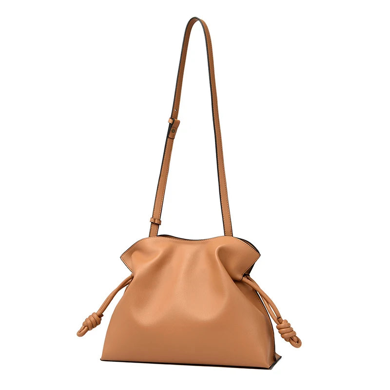 Brand Luxury Women's Cloud Bag Pleated Drawstring Design Crossbody Bag High-end Leather Large Capacity Fashion Handbag For Women