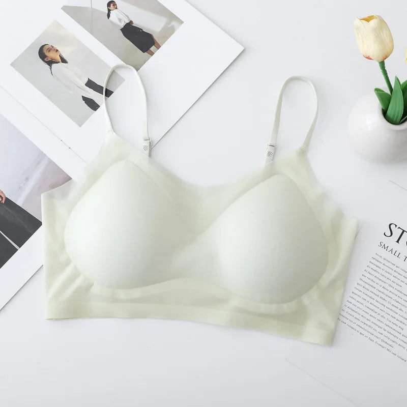 Ultra Thin Seamless Wireless Push Up Bralette Women Comfortable Breathable Cool Strappy Back Support Bra