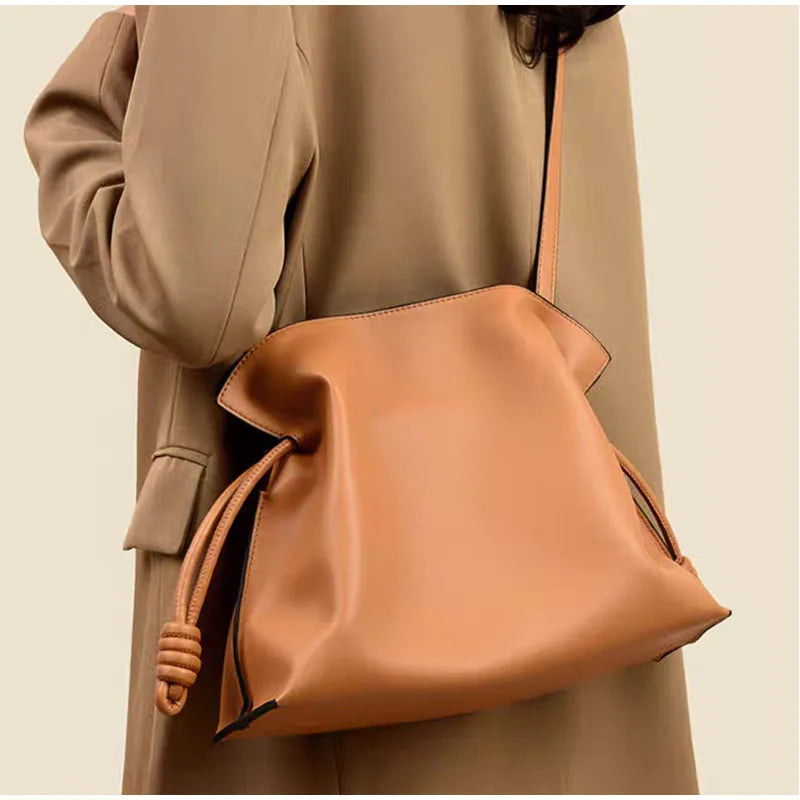 Brand Luxury Women's Cloud Bag Pleated Drawstring Design Crossbody Bag High-end Leather Large Capacity Fashion Handbag For Women