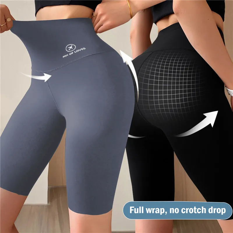 Sports Short Leggings Gym Fitness Push Up Shorts Women Yoga Slim Fit Half Pants Elastic High Waist Summer Thin Workout Tights