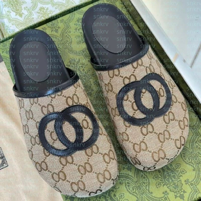 2025 New Women's Fashion Half Dragged Baotou Shoes Thick Bottom Casual Versatile Lazy Shoes