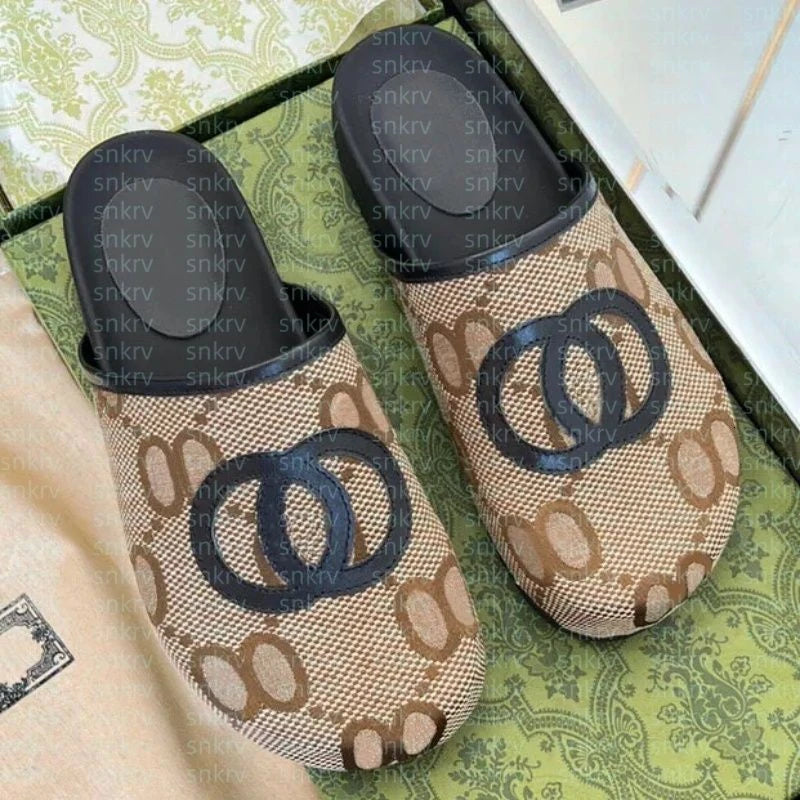 2025 New Women's Fashion Half Dragged Baotou Shoes Thick Bottom Casual Versatile Lazy Shoes