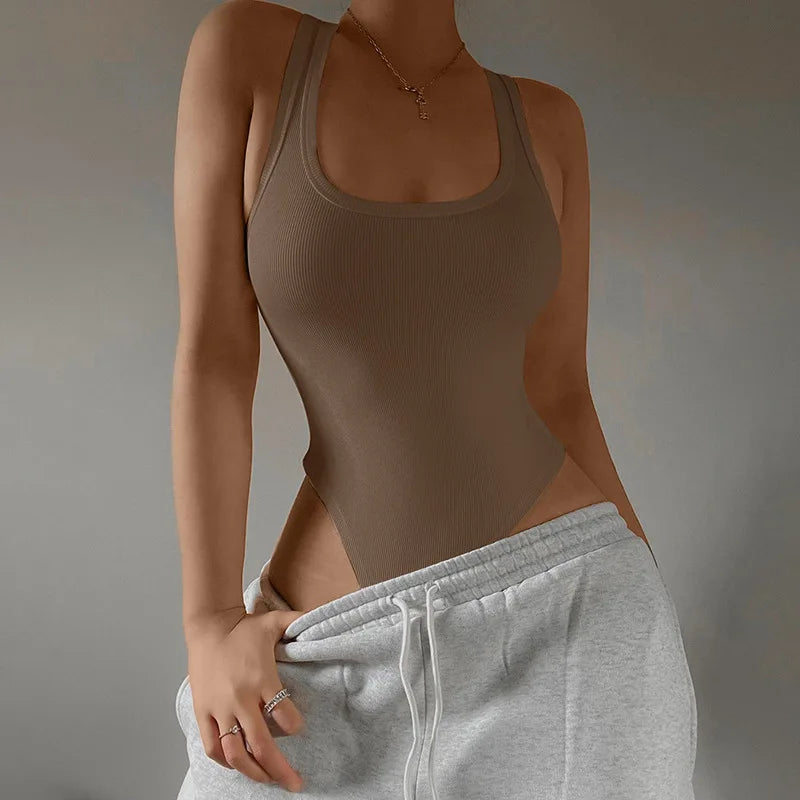 Wzijing Sleeveless Knit Bodysuit Hot Summer Sexy Bodycon Off Shoulder Halter Tops Casual Street Bodice For Women ClubWear
