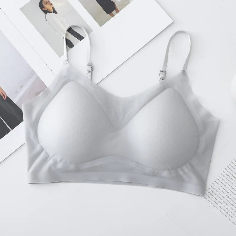 Ultra Thin Seamless Wireless Push Up Bralette Women Comfortable Breathable Cool Strappy Back Support Bra