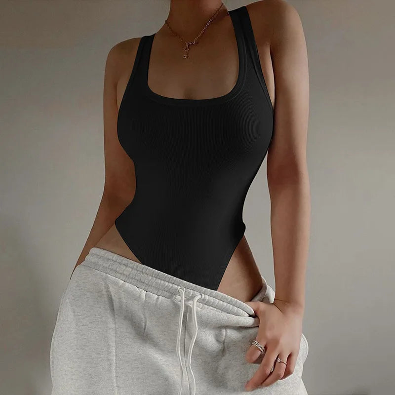 Wzijing Sleeveless Knit Bodysuit Hot Summer Sexy Bodycon Off Shoulder Halter Tops Casual Street Bodice For Women ClubWear