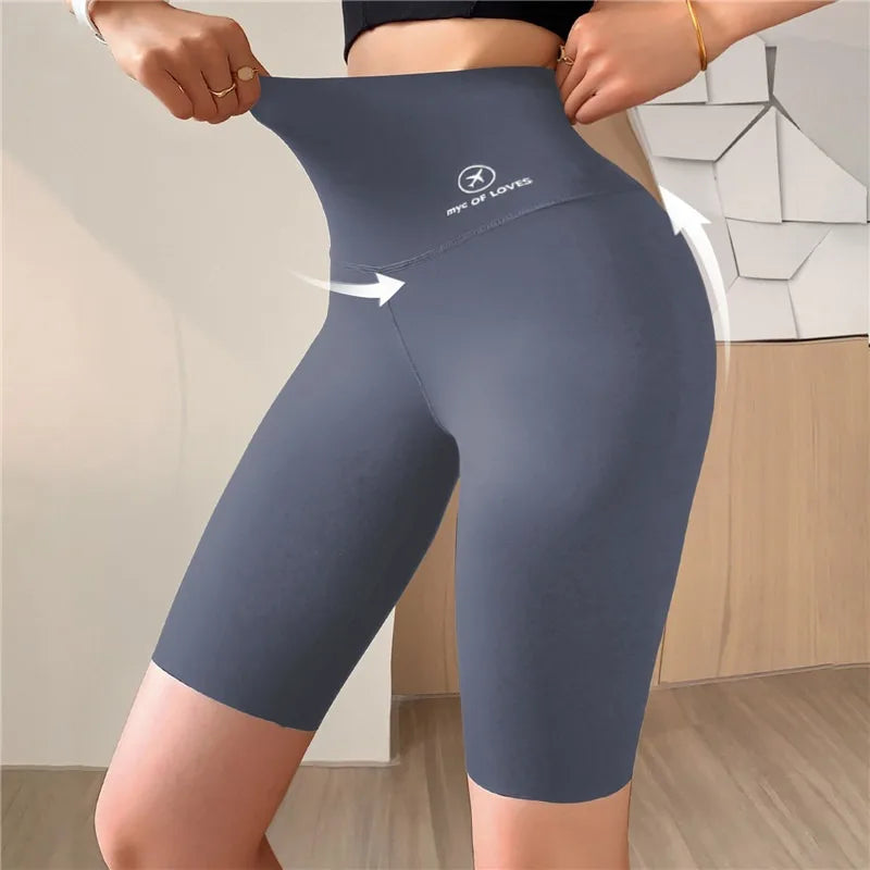 Sports Short Leggings Gym Fitness Push Up Shorts Women Yoga Slim Fit Half Pants Elastic High Waist Summer Thin Workout Tights