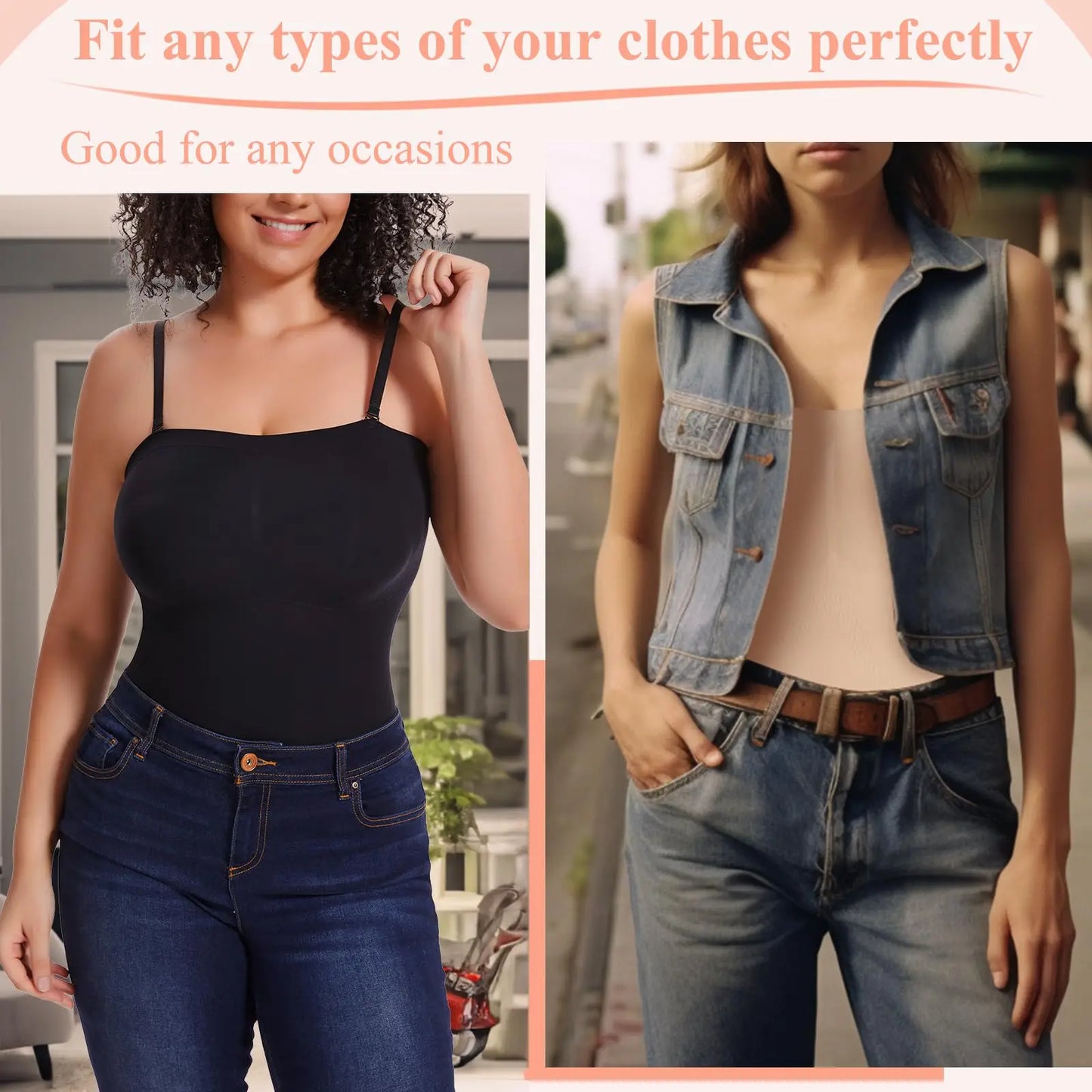 Womens Removable Shoulder Strap Shapewear Bodysuits Tummy Control Butt Lifter Underwear Full Body Shaper Tube Top Jumpsuits New