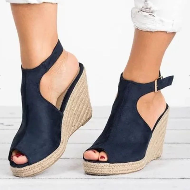Heeled Sandals for Women Summer 2025 Espadrilles Women Sandals Comfort Buckle Strap Platform Shoes for Women New Sandalias Heels