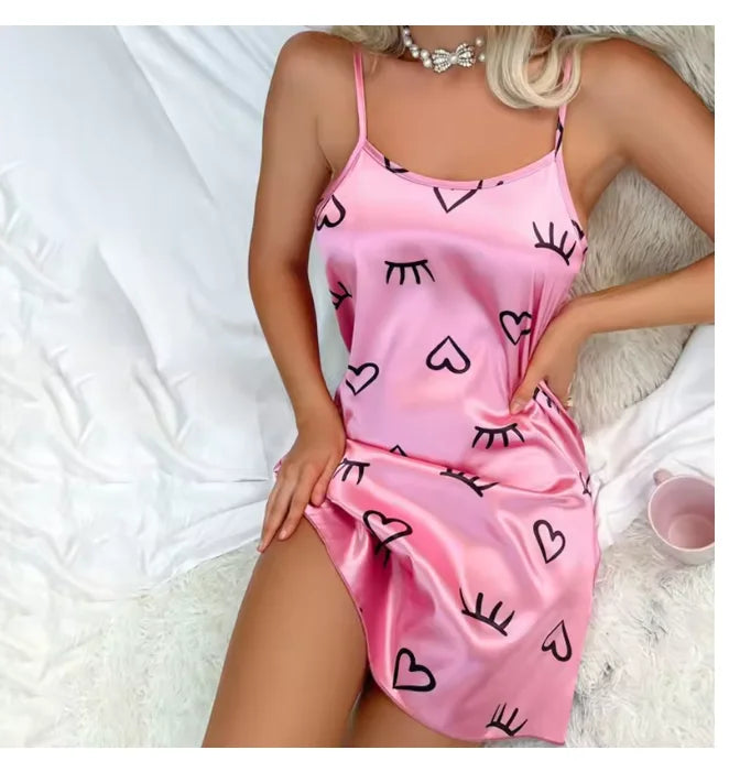 Women Sexy Sleeveless Nightdress Satin Chemise Lingerie Sleepwear Night Dress Cami Slip Dress Nightwear Nightgowns