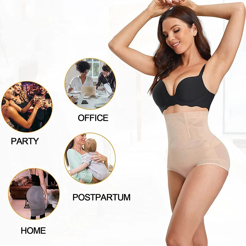 Women Butt Lifter Shapewear High Waist Double Tummy Control Panties Waist Trainer Body Shaper Slimming Seamless Underwear Briefs
