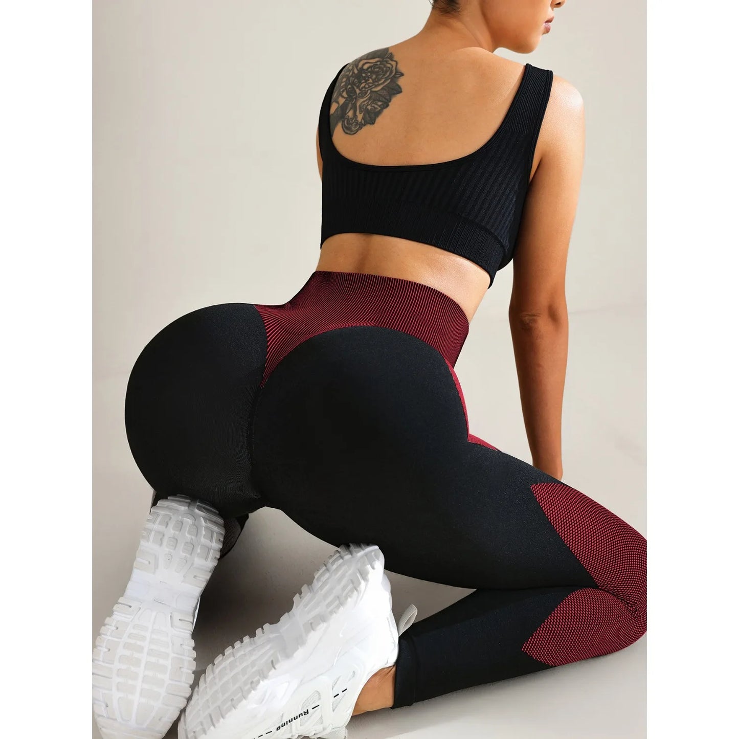 Women's Seamless Yoga Leggings Color Block High Waisted Soft&Stretchy Breathable Scrunch Butt Lifting Gym Sports Workout Pants