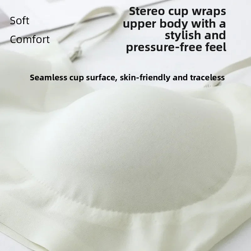 Ultra Thin Seamless Wireless Push Up Bralette Women Comfortable Breathable Cool Strappy Back Support Bra
