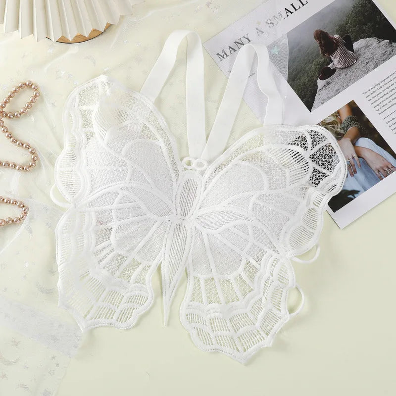 Sexy Butterfly Lace Bras For Women Backless All-in-one Bralette Women's Hollow Embroidered Butterfly Top Hollow Bra