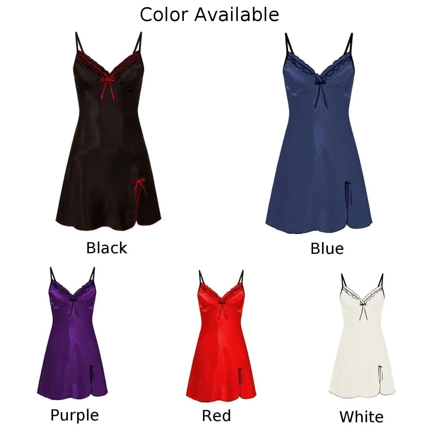 Women Night Dress Satin Soft Dress Smooth Silk Lingerie Sexy Adult A-Line Solid Nightgowns Breath Short Sleepwear Seduction Wear