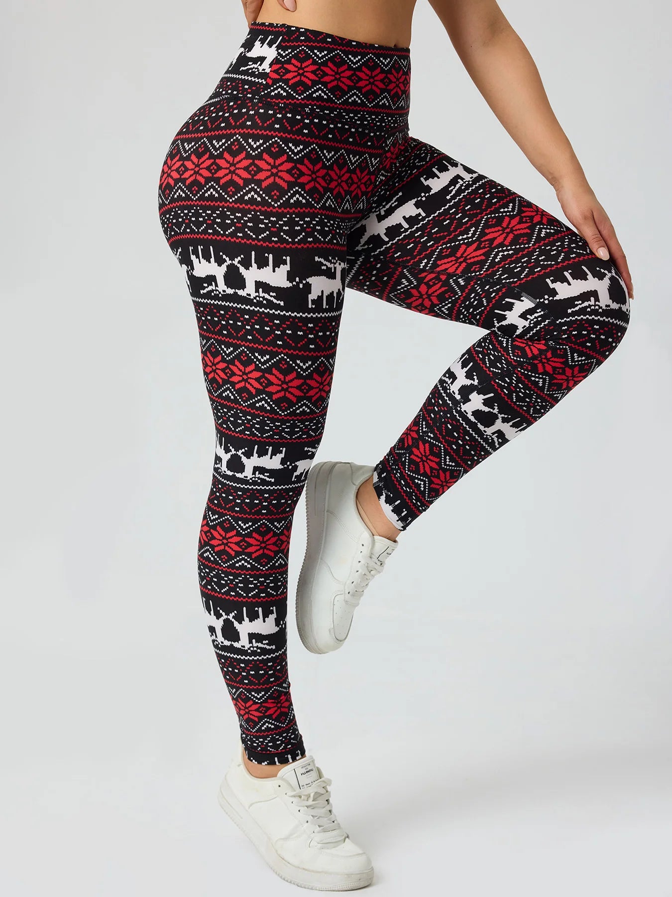 Christmas Print Women Leggings Hip Lifting Tummy Tuck Outdoor Leggings Slim Elastic Bottoms Festive Style Tights