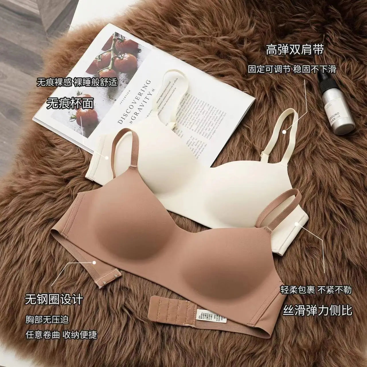 1pcs Women's Thin Wireless Bras Girl Seamless Push Up Bra Female Comfortable V-Shaped Underwear Lady Breathable Comfort Lingerie