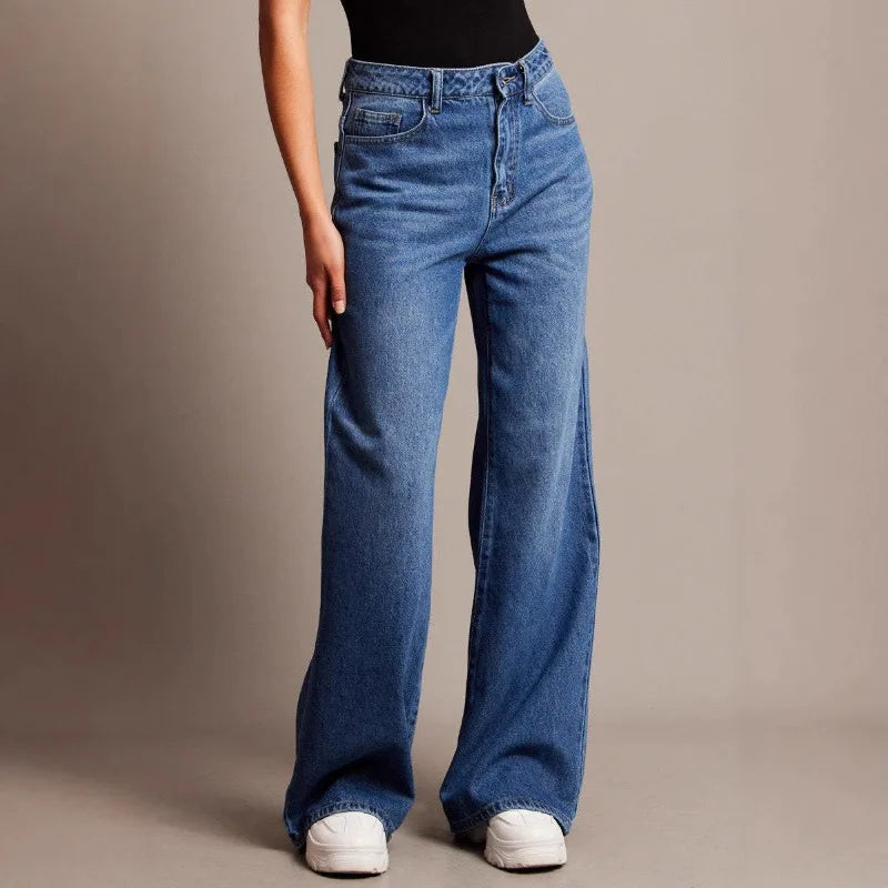 Fashion Vintage Wide Leg Jeans Women High Waist Loose Casual Denim Pants