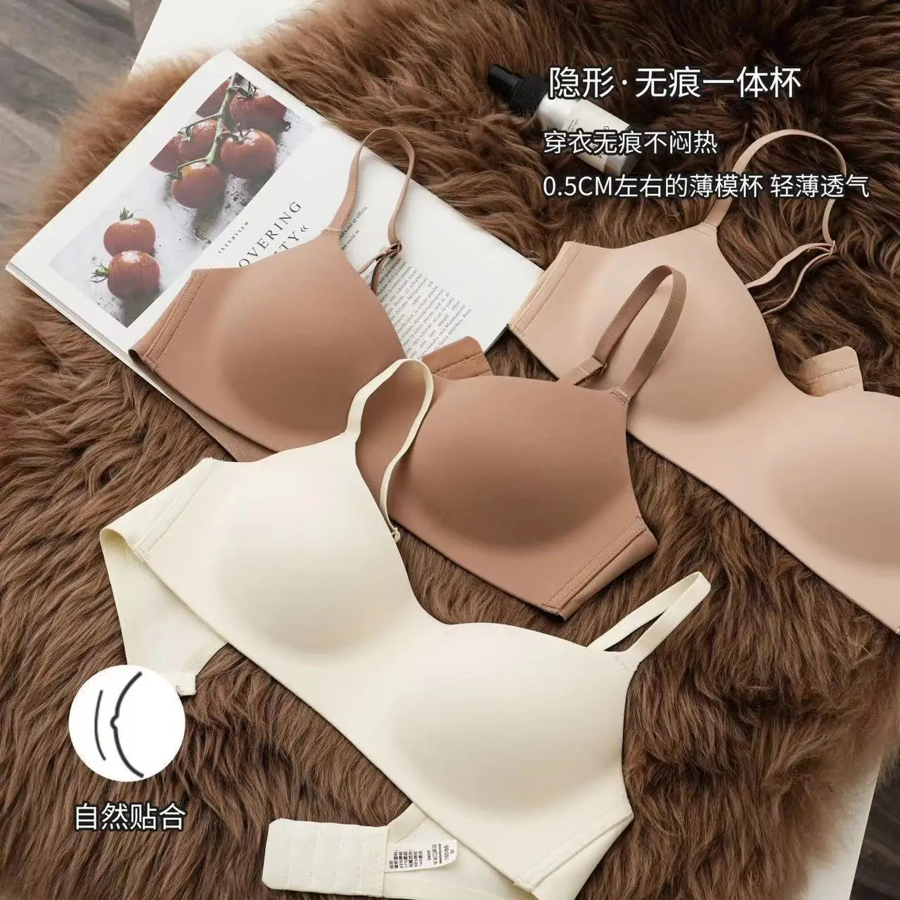 1pcs Women's Thin Wireless Bras Girl Seamless Push Up Bra Female Comfortable V-Shaped Underwear Lady Breathable Comfort Lingerie