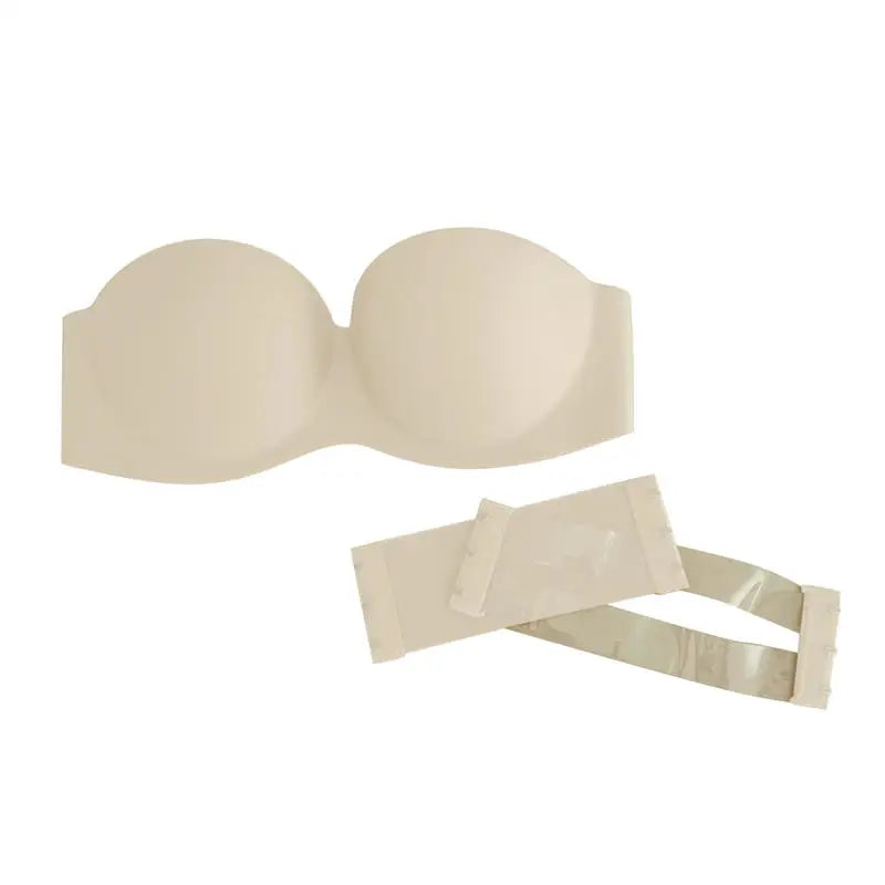 Women Sexy Strapless Anti-Slip Bra Solid Color Invisible Push-Up Comfortable Bra Adjustable Elastic Strapless Bra Underwear