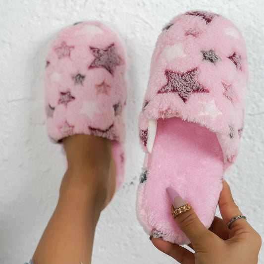 Women Men Home Slippers Autumn Winter Warm Furry Plush Shoes Indoor Bedroom Light EVA Couple Cotton Slipper Solid Soft Flip Flop