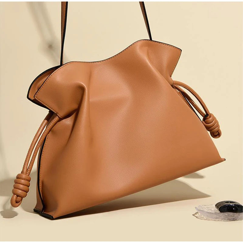 Brand Luxury Women's Cloud Bag Pleated Drawstring Design Crossbody Bag High-end Leather Large Capacity Fashion Handbag For Women