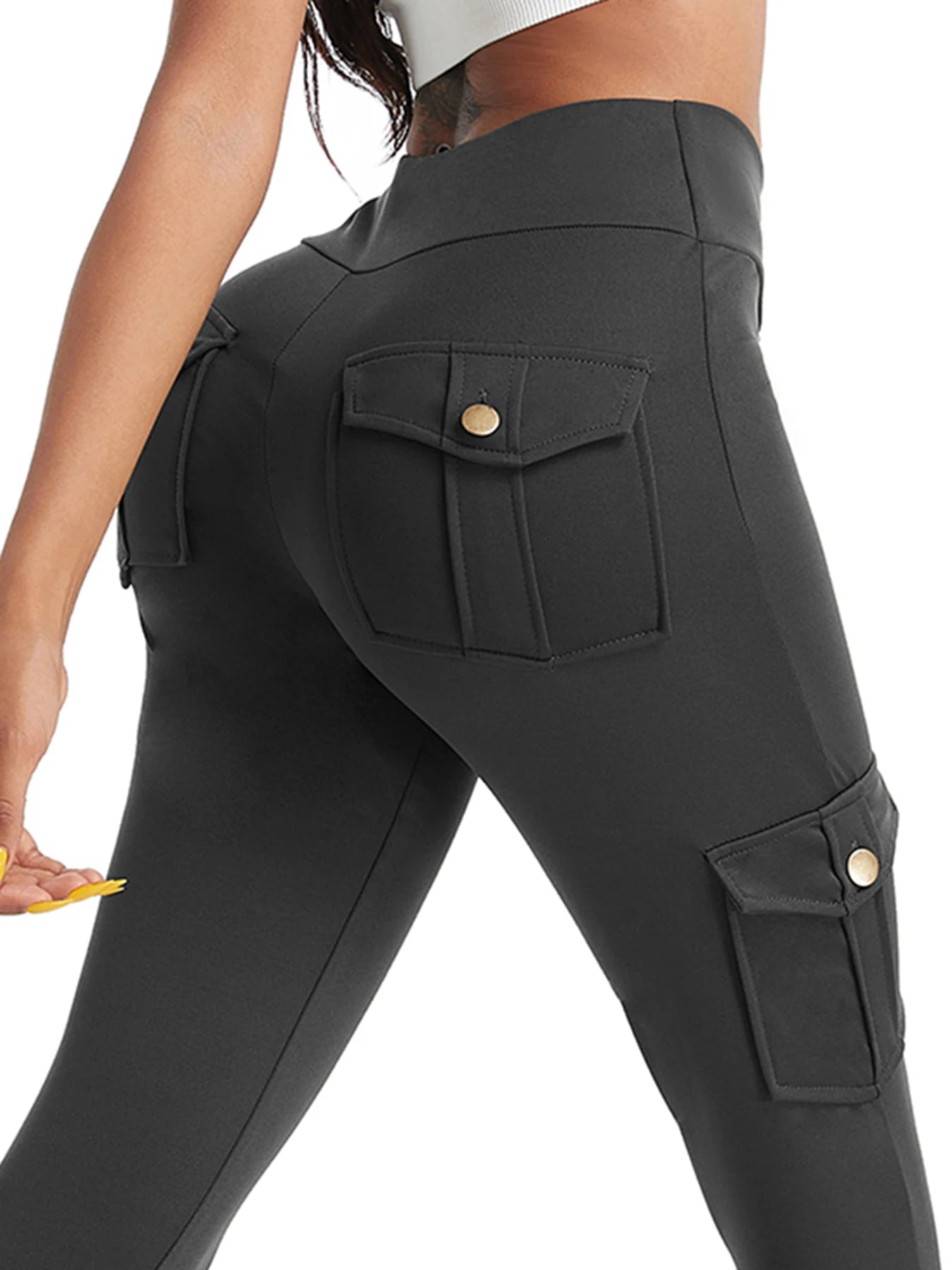 Women Pockets Cargo Leggings Female Hip Lifting High Waist Fashion Gym Pants Skinny Stretch Outdoors Slim Sport Leggings