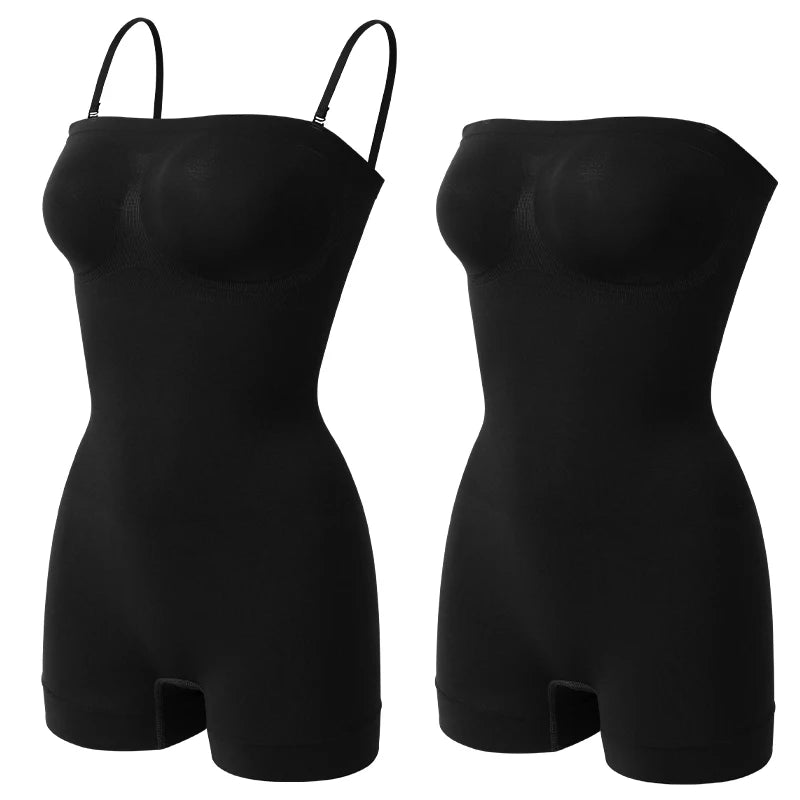 Womens Removable Shoulder Strap Shapewear Bodysuits Tummy Control Butt Lifter Underwear Full Body Shaper Tube Top Jumpsuits New