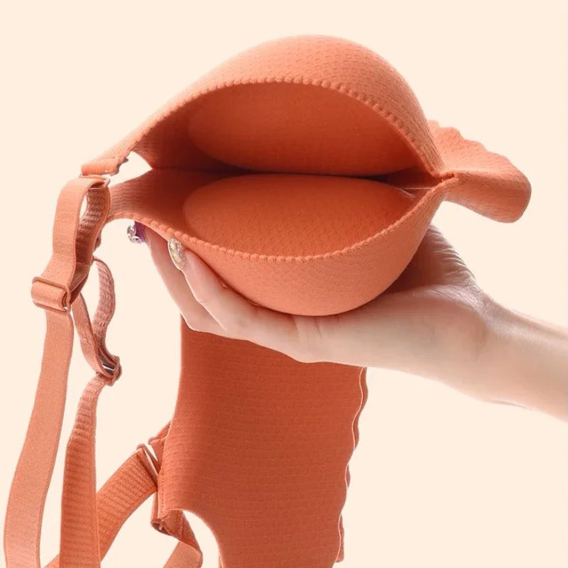 2025 Extreme Push-Up Bra 8cm Pads for Small Bust Wireless Double Cup Lift & Natural Shape Adjustable Plunge Deep V Bras