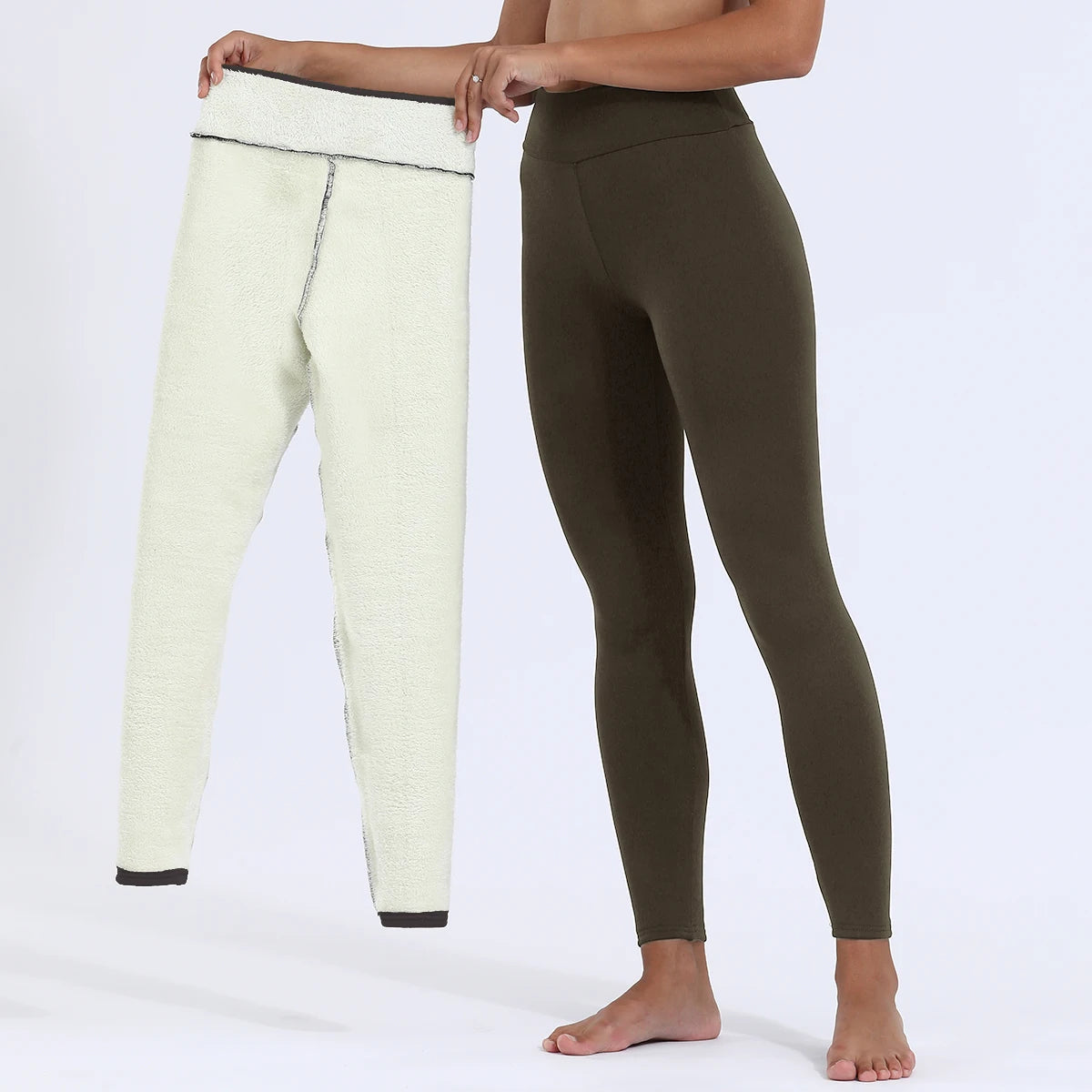 Women's High Waist Velvet Leggings Thermal Thick Warm Stretchy Pants Winter Cold-Resistant Super Warm Silm Fit Trousers