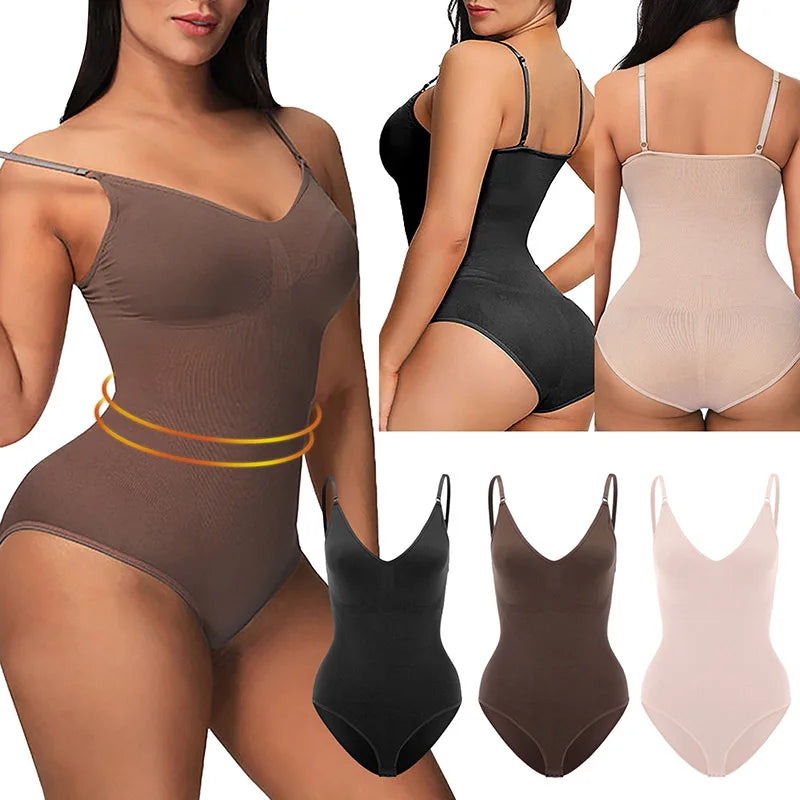 Seamless Shapewear Bodysuit For Women Tummy Control Butt Lifter Body Shaper Invisible Under Dress Slimming Strap Thong Underwear