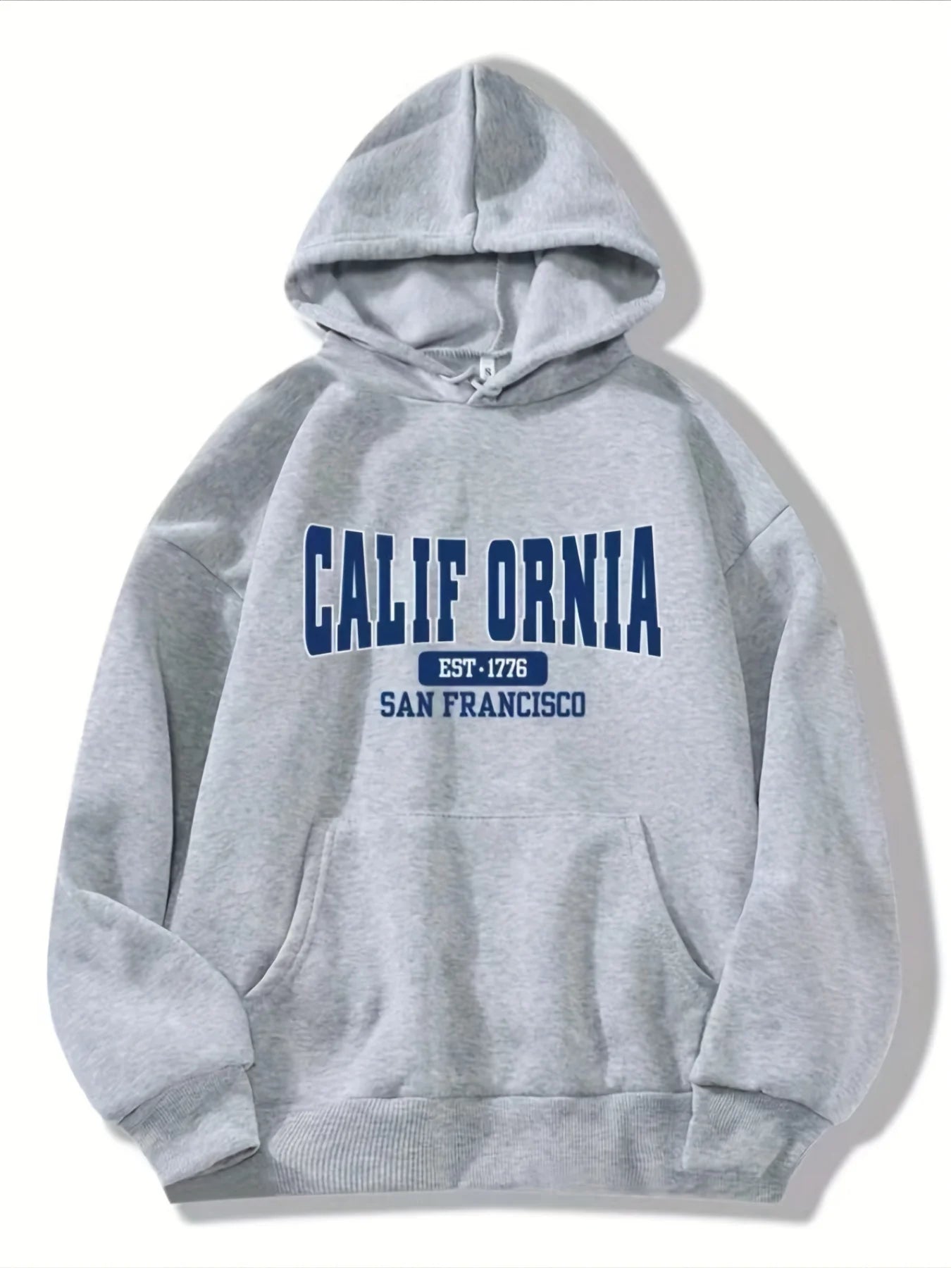 Women's casual hoodie sweatshirt with California letter print round neck long sleeved, autumn and winter regular edition