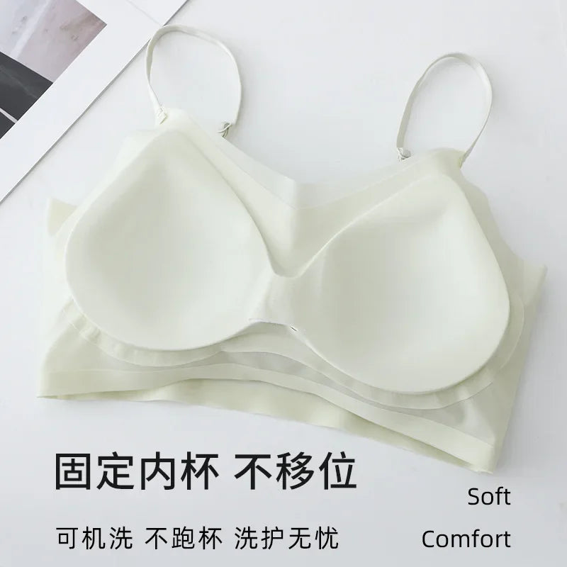 Ultra Thin Seamless Wireless Push Up Bralette Women Comfortable Breathable Cool Strappy Back Support Bra